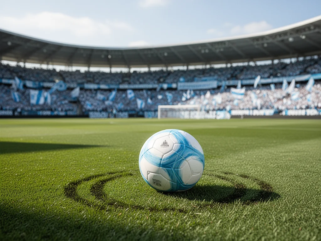 Piłka w barwach Lazio na murawie stadionu, w tle kibice; ilustracja do tabel, wyników i statystyk klubu.