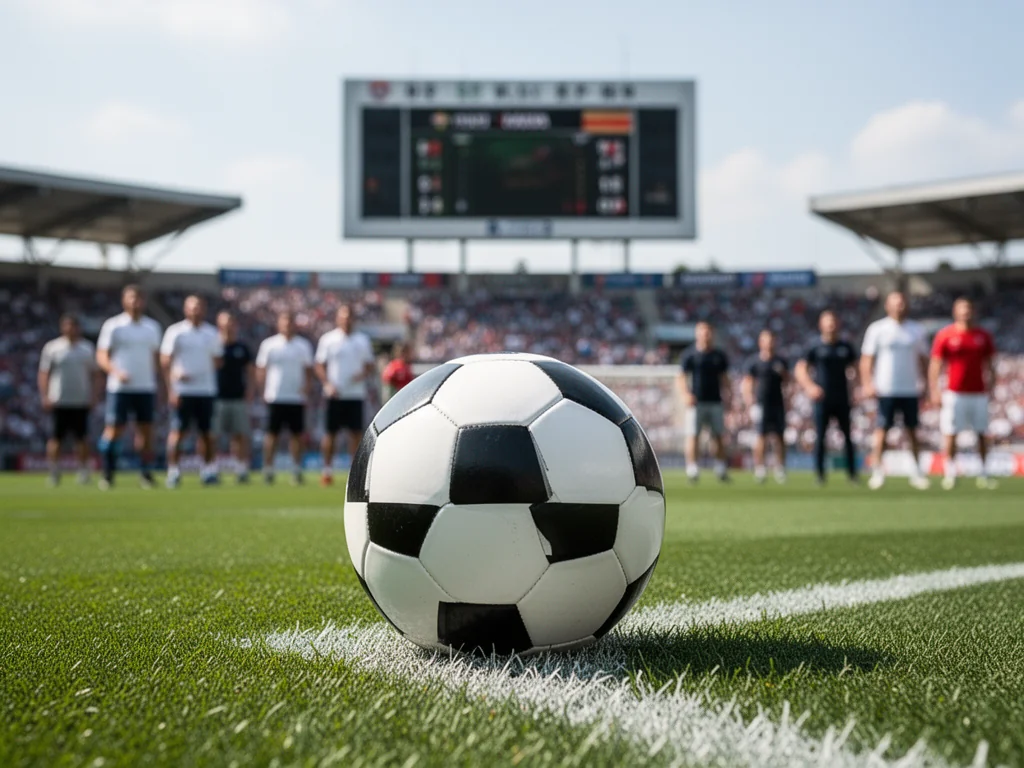 Piłka nożna na murawie, w tle stadion i kibice; scena dzienna symbolizuje rywalizację Serie B i aktualne rankingi.